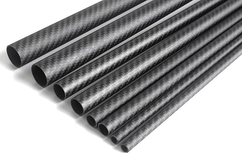 Miniatura 5 de 4 tubos de fibra de carbono de 0.315x0.236x9.843 in, 61012140.630 in disponibles, acabado mate envuelto en rollo 3K.