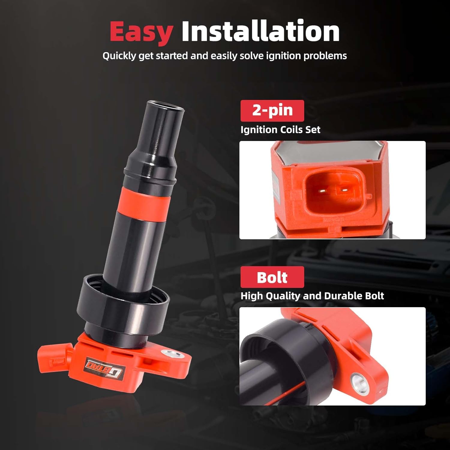 Set of 4 Upgraded Ignition Coil Pack & Spark Plug & Air Filter for 1.6L L4 2012-2017 Hyundai Accent, 2013-2017 Hyundai V-eloster, 2012-2017 Kia Rio Replaces UF652