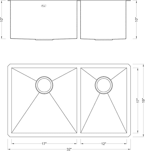 Miniatura 7 de Fregadero de cocina contemporáneo de acero inoxidable de calibre 16, duradero, con doble tazón, con colador de cesta extraíble (32 pulgadas, 6040)