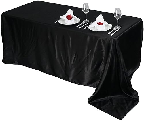 Miniatura 5 de Efavormart - Mantel rectangular de satén negro de 90 x 156 pulgadas