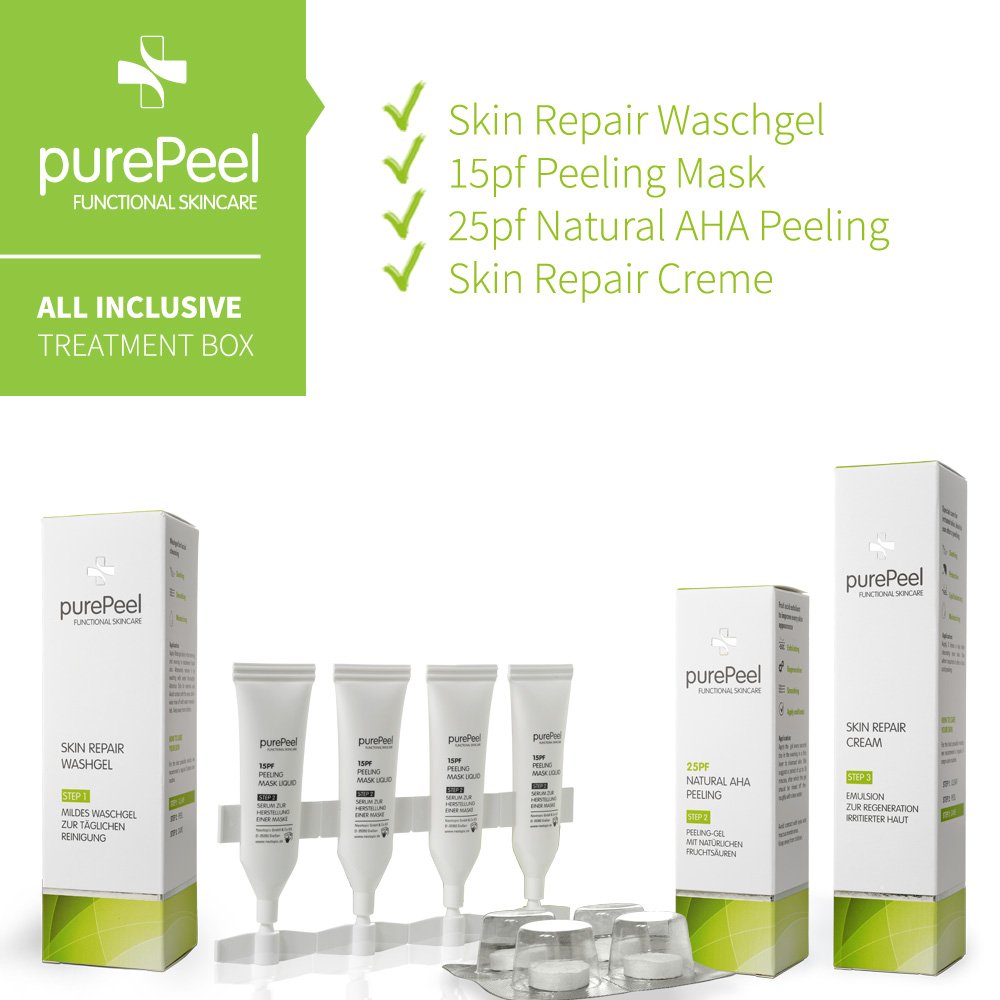 peeling all’acido di frutta AHA/confezione all inclusive/pulizia del viso, scrub per il viso, cura del viso, per una carnagione spenta, impurità, foruncoli & piccole rughe/set esfoliante