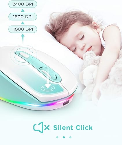 Miniatura 4 de seenda Mouse Bluetooth - Ratón inalámbrico ultra silencioso, recargable e iluminado (Bluetooth 3.05.0+USB) para computadora, laptop, laptop,