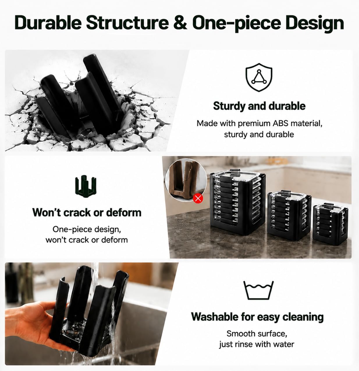 Food Container Lid Organizer Compatible with Rubbermaid Brilliance, Black