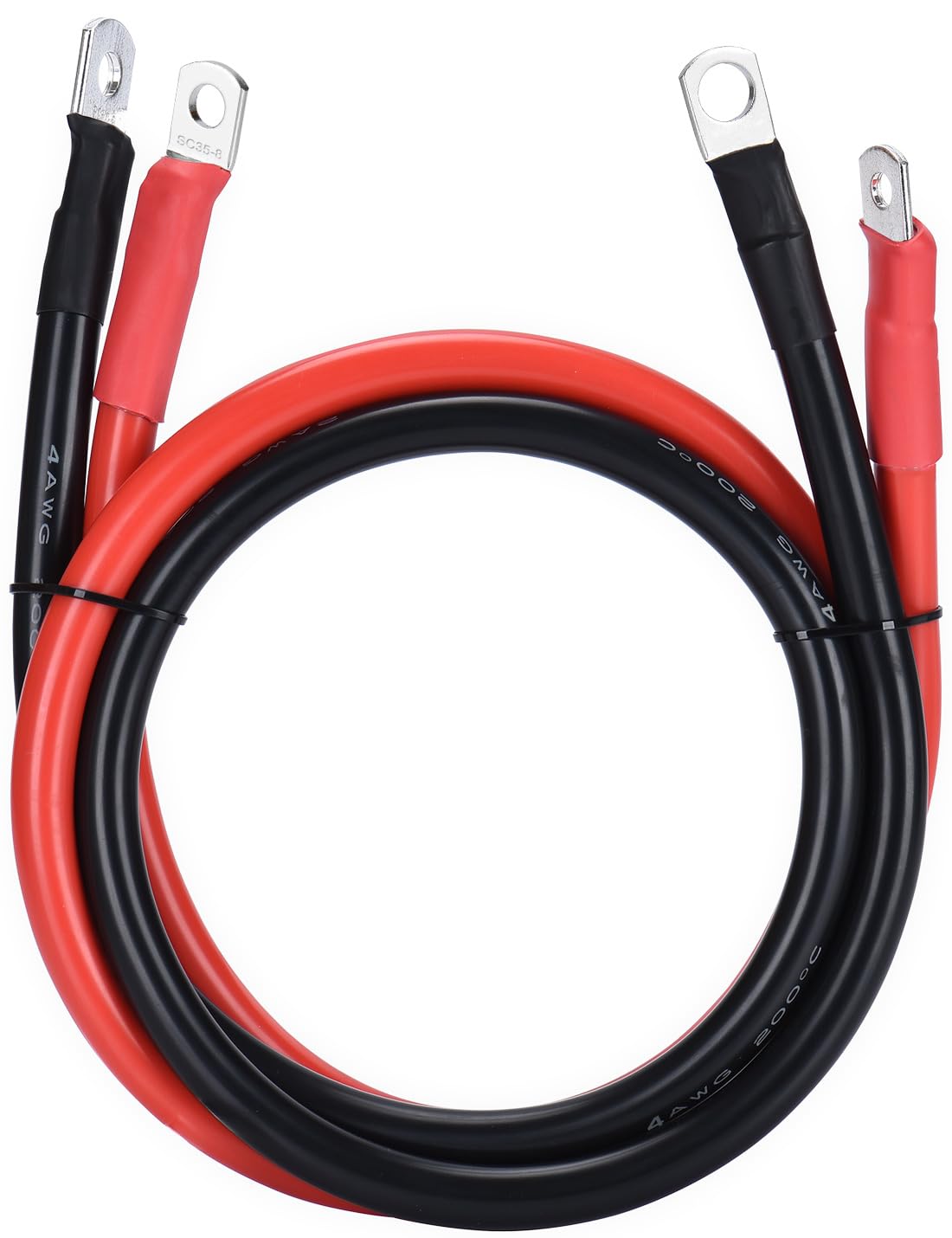 DIHOOL Kabel do Akumulatora 25mm2 M8 100cm 4awg Kabel Silikonowy Elastyczny Odporny na Wysoką Temperaturę