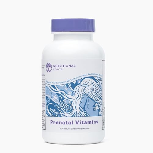 Miniatura 1 de Vitaminas prenatales con DHA, vitaminas integrales con folato, probióticos e ingredientes orgánicos regenerativos, sin hierro, sin yodo, 30 porciones