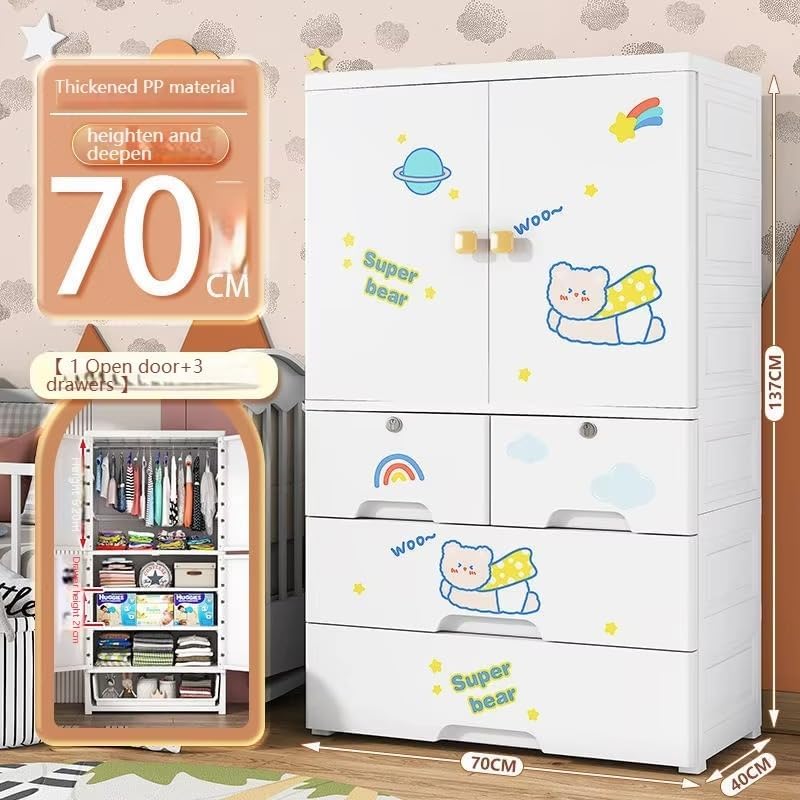 Image of HIWARE Premium Modular Wardrobe for Bedroom, Kids Room and Home | Spacious Clothes Storage Cabinet with Drawers and Shelves | Modern Stylish Design, Heavy Duty, Multiuse Organizer - HSM17144-BEAR
