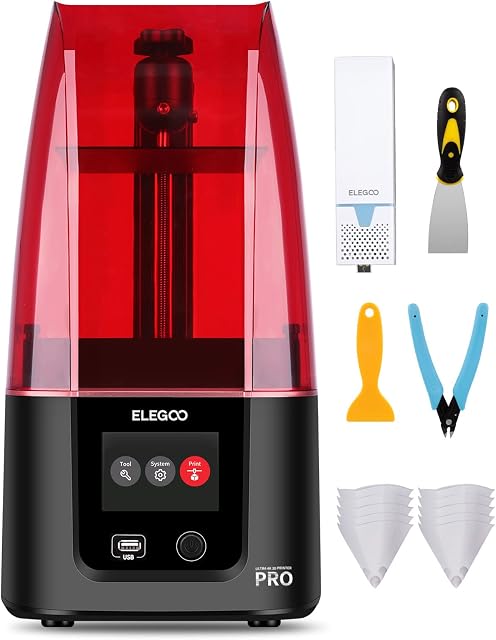 ELEGOO Mars 3 Pro 3D Printer, 4K Mono 6.6 Inch LCD MSLA UV Resin Printer with Air Purifier and Screen Protector, Speedy Printing and High Precision, 5.62x3.5x6.8 Inch Larger Build Volume