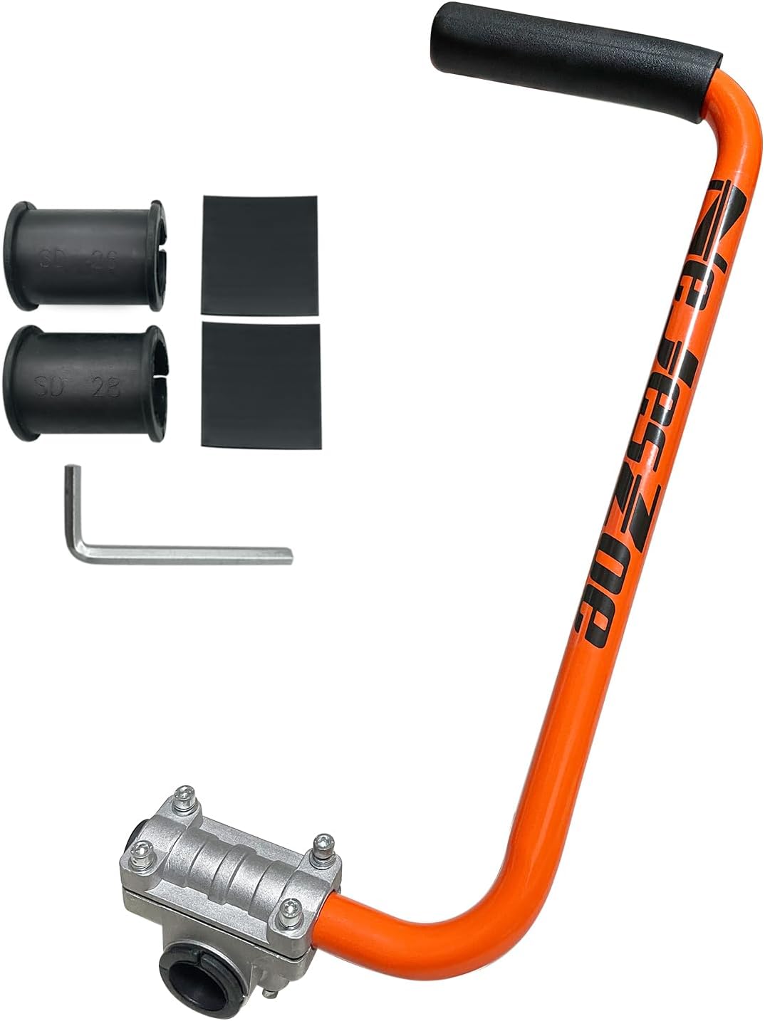 NeJesZoe Ergonomic Trimmer Grip for Weed Wackers Extension Handle, String Trimmer Handle Lawn Trimmer Handle Grip with Bracket Clamp for String Trimmer, Lawn Care, Landscaping (Orange Black)