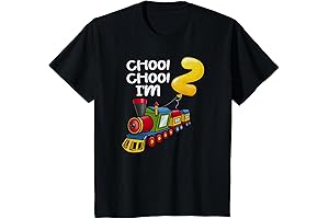 Thomas Birthday Decorations Choo Choo I'm 2 Years Old Locomotive Boys Train 2nd Birthday T-Shirt