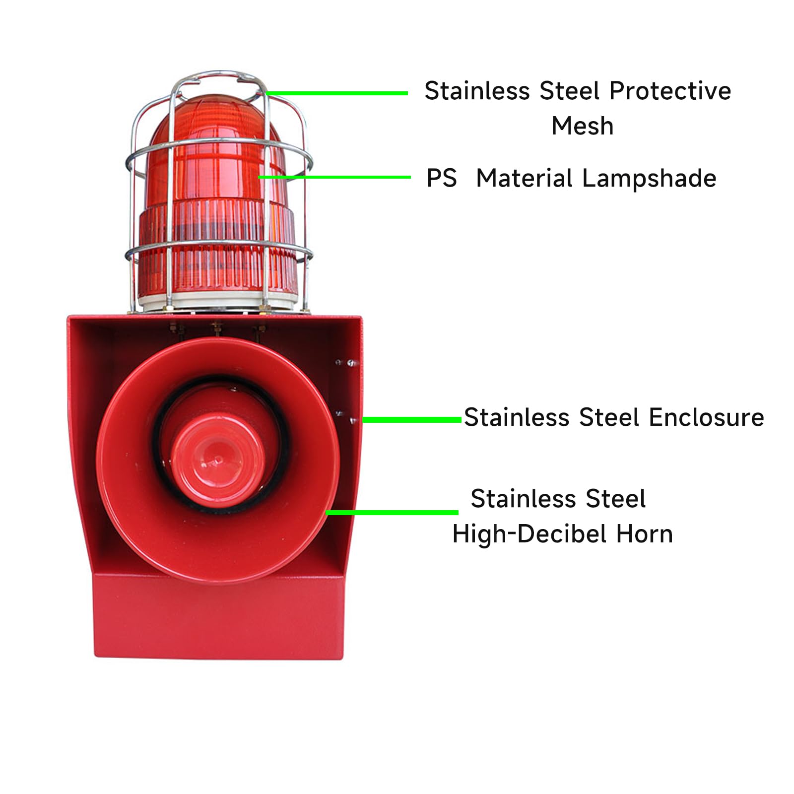 Y DIANS S Stainless Steel Alarm Siren 130dB Horn 45W IP66 Waterproof Outdoor Security Siren for Port Ship, Factory SLA-05G-P DC12V