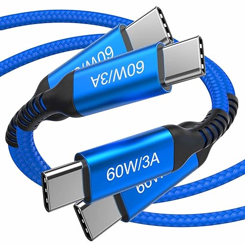 Awnuwuy Cable de carga USB C a USB C de 10 pies 60 W 2 unidades, cable de carga largo tipo C súper rápida para iPhone 15 Pro Max, Samsung Galaxy S23