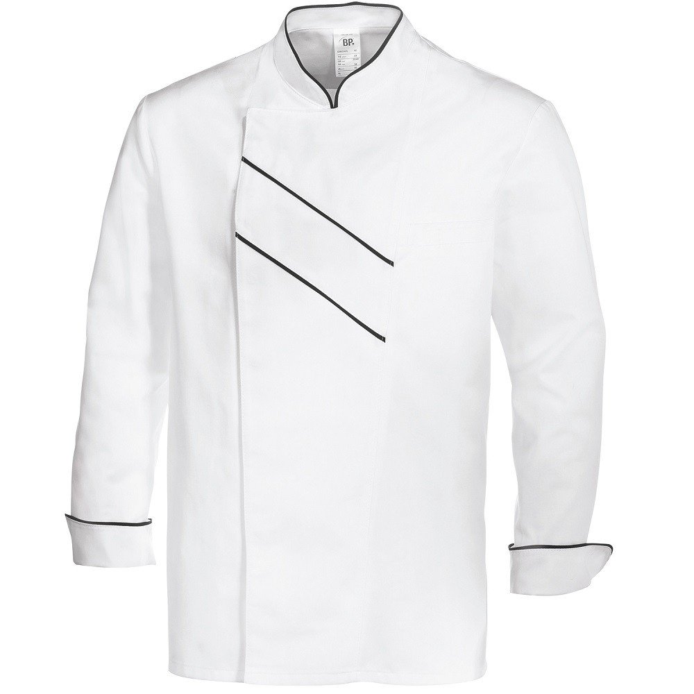 BP Gourmet 1538-400-2132 - Giacca da cuoco a maniche lunghe, con prese d'aria, vestibilità normale, taglia: 50, colore: bianco/nero