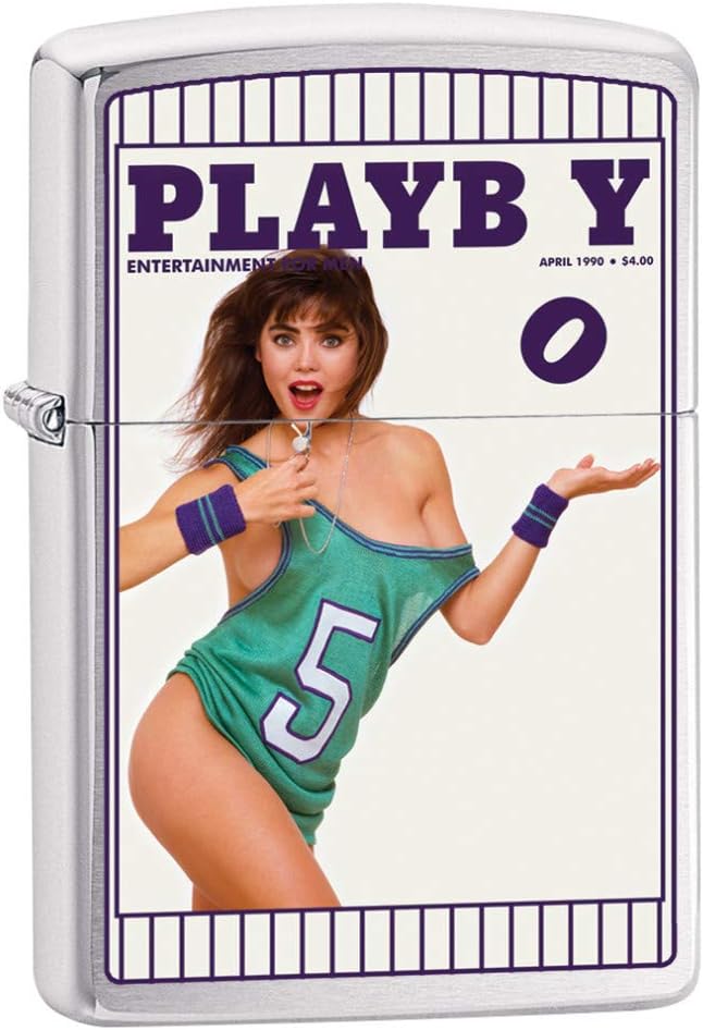 Zippo Playboy Cover April 1990 Brushed Chrome Pocket Lighter