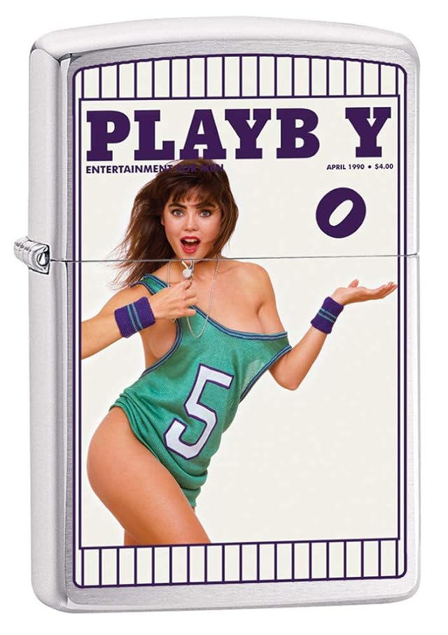 Zippo Playboy Cover April 1990 Brushed Chrome Pocket Lighter