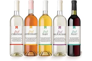Marriage Milestones Wine Bottle Labels: Set of 5 Waterproof Labels for Wedding...