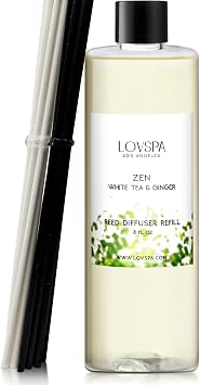 Zen White Tea & Ginger Diffuser Oil - Essential Oils for Diffuser Refill & Air Freshener Room Spray - Long-Lasting & Natural Home Fragrance, Scented Oil for Diffusers, USA Made, 8 oz