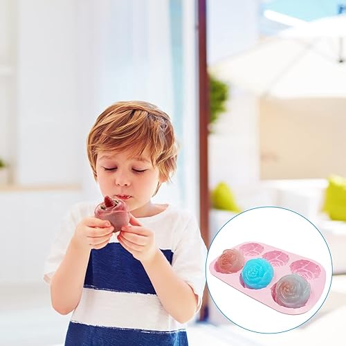 Miniatura 7 de DanziX 6 moldes de silicona de flores de rosas de cavidad, 4 moldes antiadherentes de silicona para dulces de chocolate, gelatina, galletas, pudines