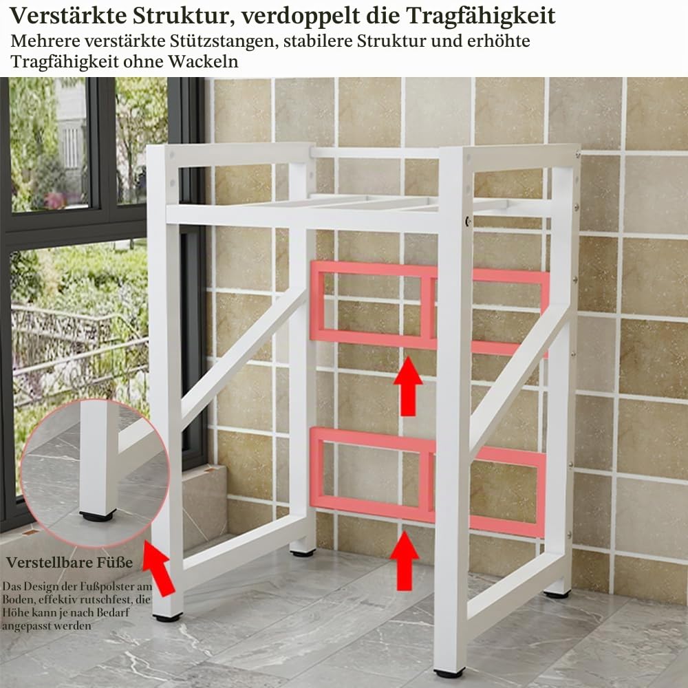 Waschmaschinen-Trockner-Ständer mit Regal, höhenverstellbarer Aufbewahrungsregal für Frontlader-Waschmaschinen & Wäschetrockner