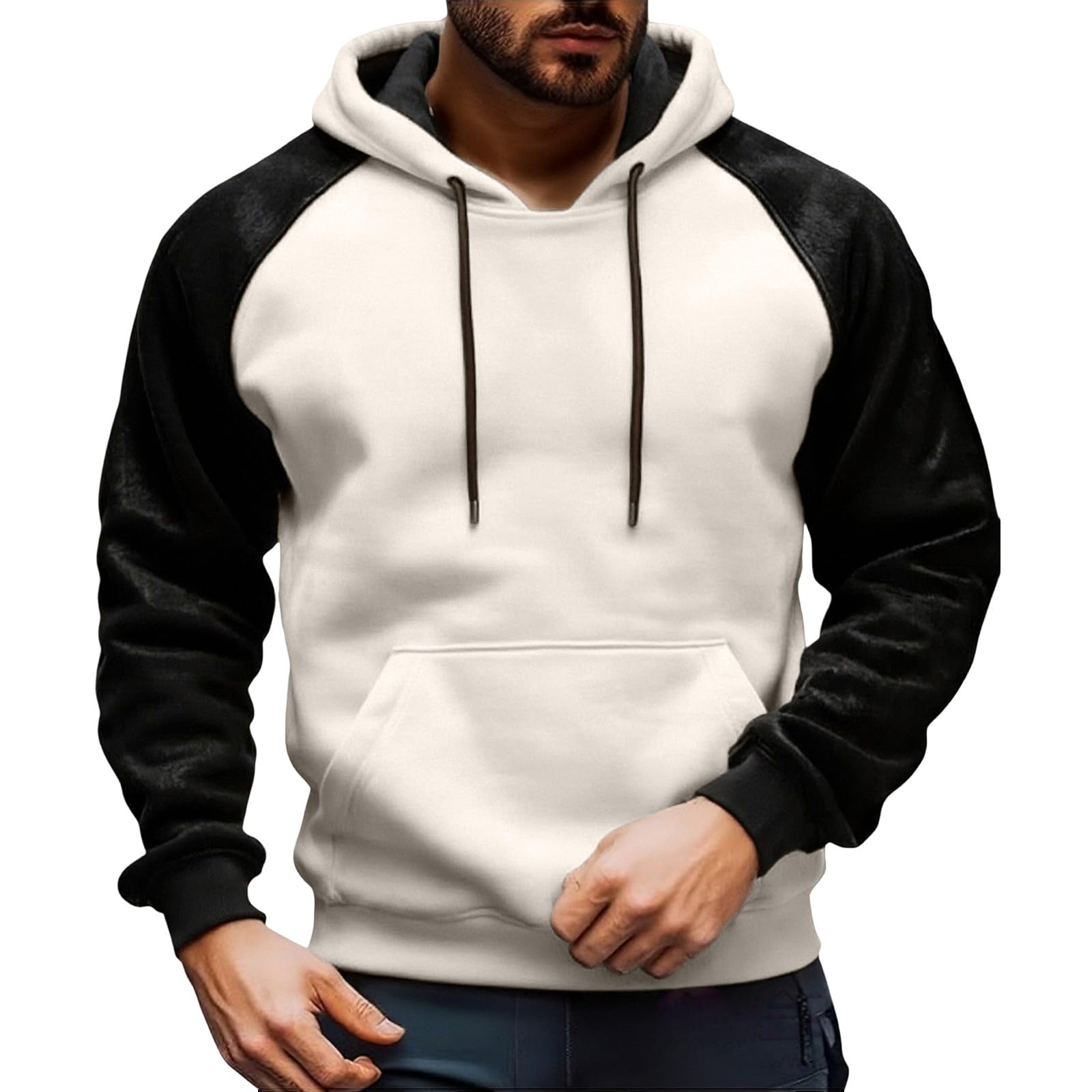 Sudaderas De Hombre Sudadera con Capucha Ante para Hombre, Tejido Grueso, Ideal Otoño E Invierno, Estilo Casual Y Deportivo, Bolsillo. Naranja (White, M) Ropa Verano Oversize Camisa Sin