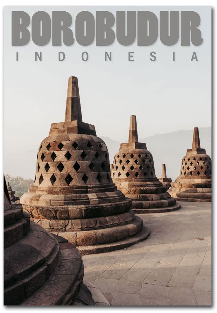 Borobudur Temple in Central Java, Indonesia Fridge Magnet Size 2.5" x 3.5"