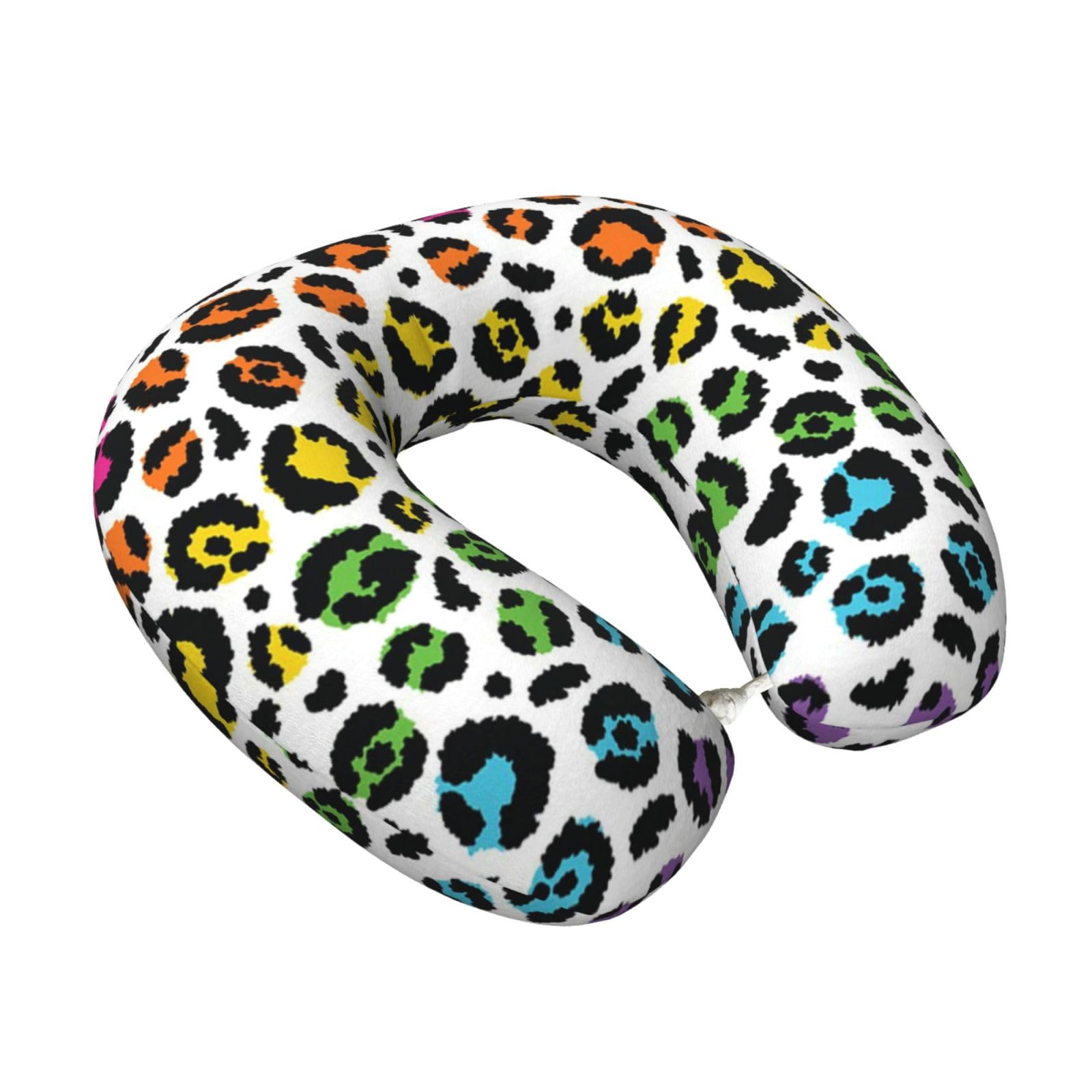 LKYMOH Rainbow Leopard, Travel Neck Pillow U-Shaped Memory Neck Support Soft Comfortable With Washable Cover For Airplane Car Traveling and Office
