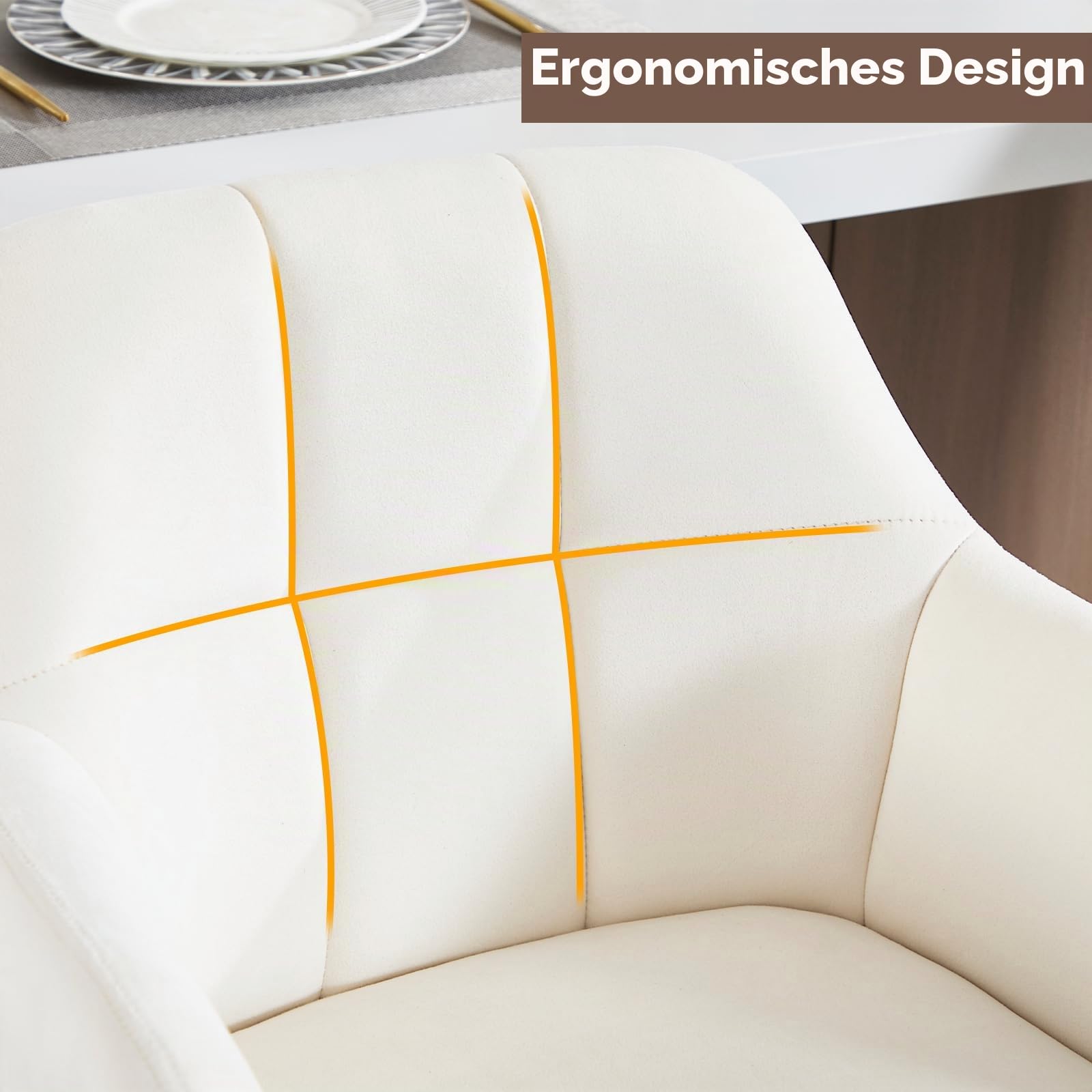 Moderne Barhocker 4er Set, Thekenhoher Samt Barhocker mit Armlehnen Höhenverstellbarer Barstuhl für Kücheninsel Heimkino Esszimmer, Creme