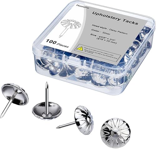 Miniatura 3 de Homdire Tachuelas de tapicería para muebles, clavos de tapicería vintage de 58 pulgadas, 100 tachuelas de muebles resistentes para tapicería, clavos
