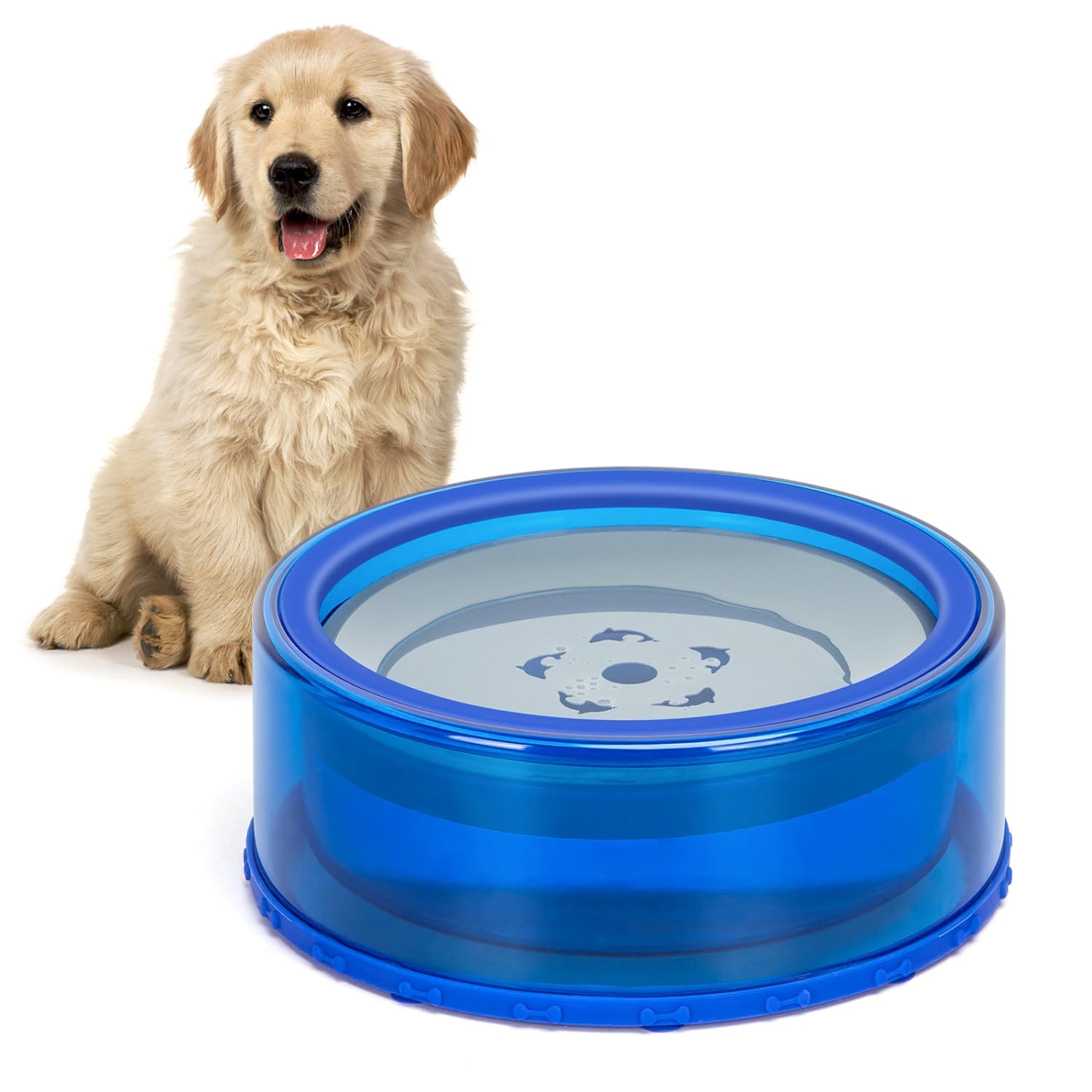 Nobleza-1L Bebedero Antisalpicaduras Perro,Cuenco de Agua Flotante para Mascotas,Bebedero para Perros,Bebedero Gatos,Sin Derrames,Antidesbordamiento,Azul