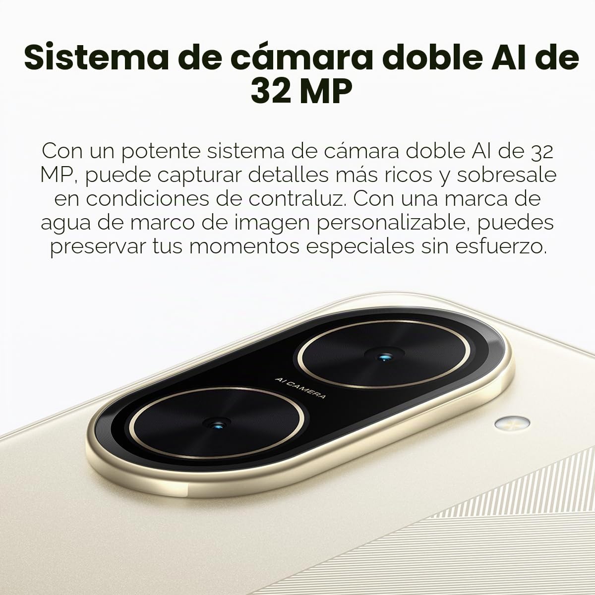 Xiaomi POCO C71 4G Smartphone, 3GB+64GB Gold, Unisoc T7250 Octa-Core, Pantalla inmersiva 6.9" 120Hz, Batería 5200 mAh, Cámara dual 32 MP AI