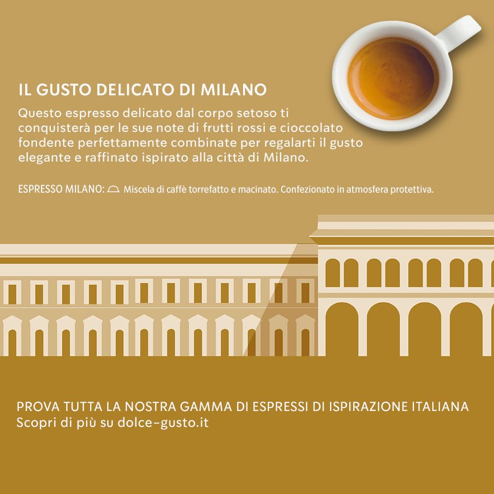 NESCAFÉ DOLCE GUSTO Espresso Milano Caffè, 6 Confezioni da 16 Capsule (96 Capsule Compatibili Nescafé Dolce Gusto)