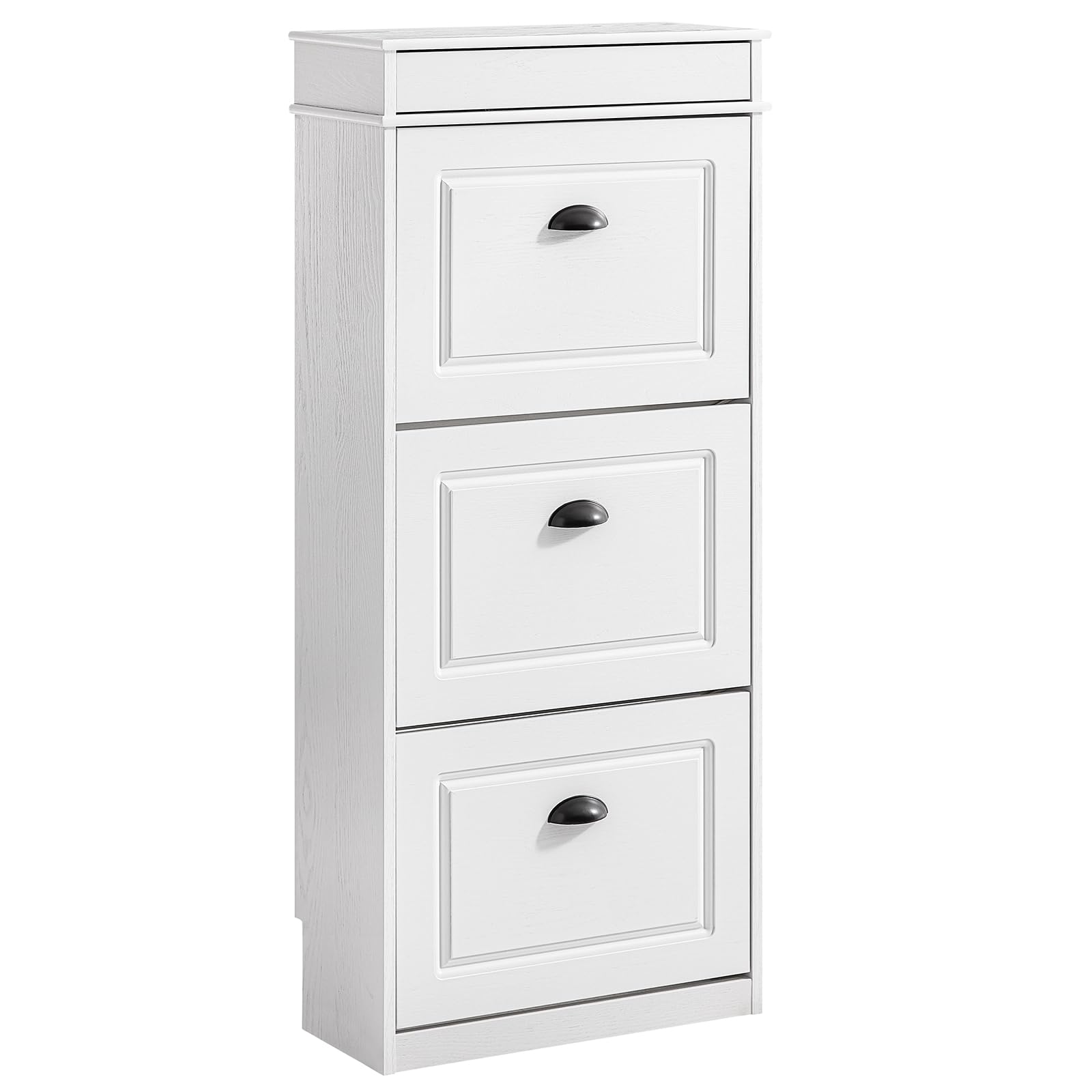 SoBuy Scarpiera Salvaspazio Slim Legno Bianco, Mobiletto Ingresso con Cassetto, Mobile Scarpiera Ingresso Stretto Vintage, Design Moderno 54x24x120 cm, FSR94-WG