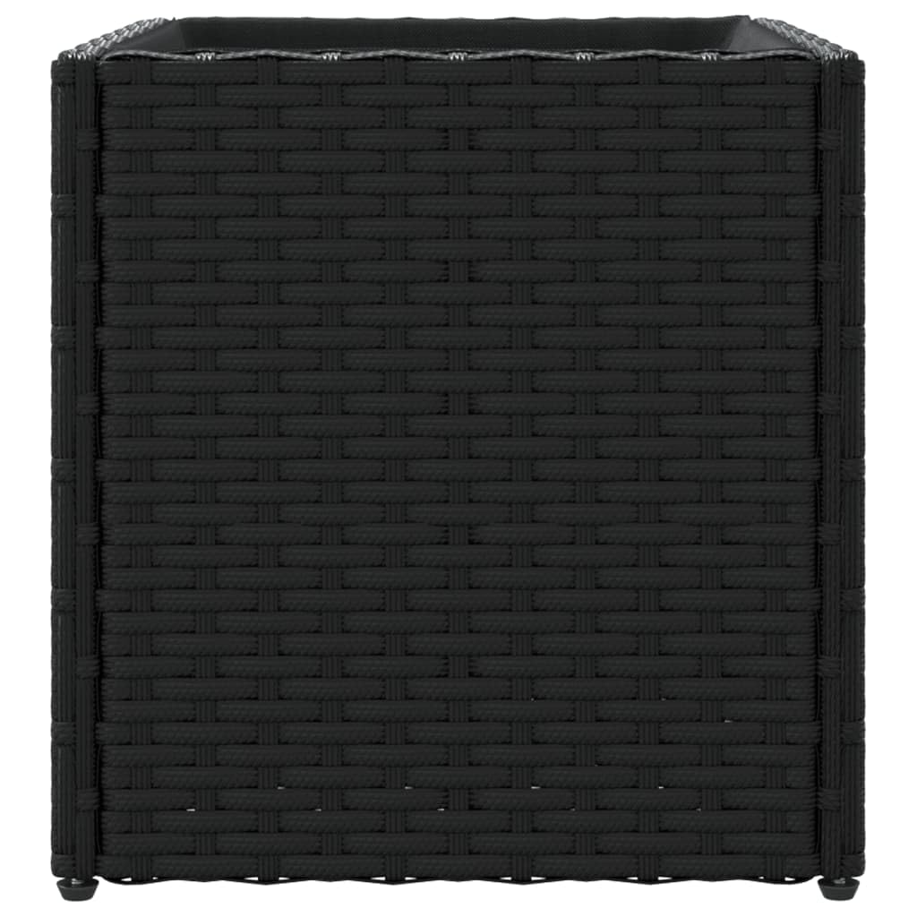Jardinière Noir en résine tressée 36x30x32 cm avec Cadre Acier et Sac Non tissé, Pot Cache Jardiniere pour Plante Fleur Interieur Exterieur Balcon terrasse Jardin, décoration Durable