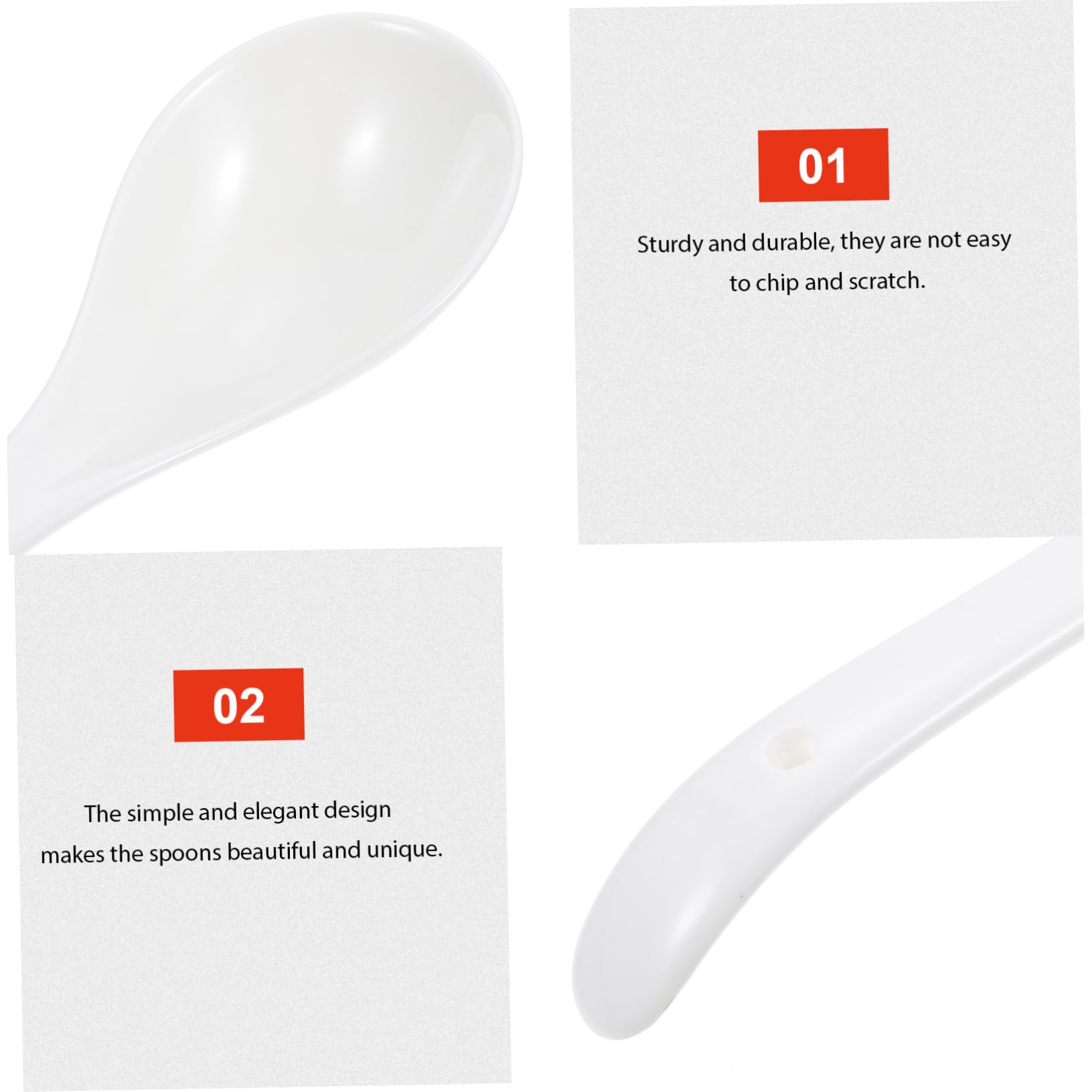 MAGICLULU 6stücke Keramik-suppenlöffel Reislöffel für Zuhause Hotels Restaurants Catering Familienessen Hochwertige Keramik Ergonomischer Griff