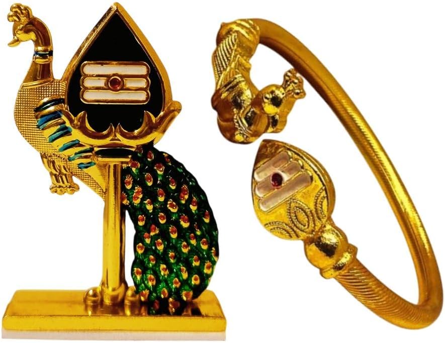 LEORA OM Vel with Peacock for Poojaroom/Car Dashboard/office | Vel Mayil(Peacock) Single hand Bracelet/Kada
