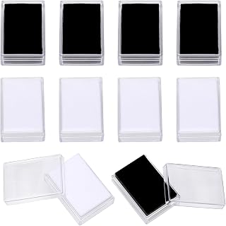 CHGCRAFT 10Pcs 2Colors Clear Gemstone Box Small Loose Diamond Gemstone Display Case Plastic Containers Holder with Clear Top Lids and Sponge, Black and White, 2x1.3inch