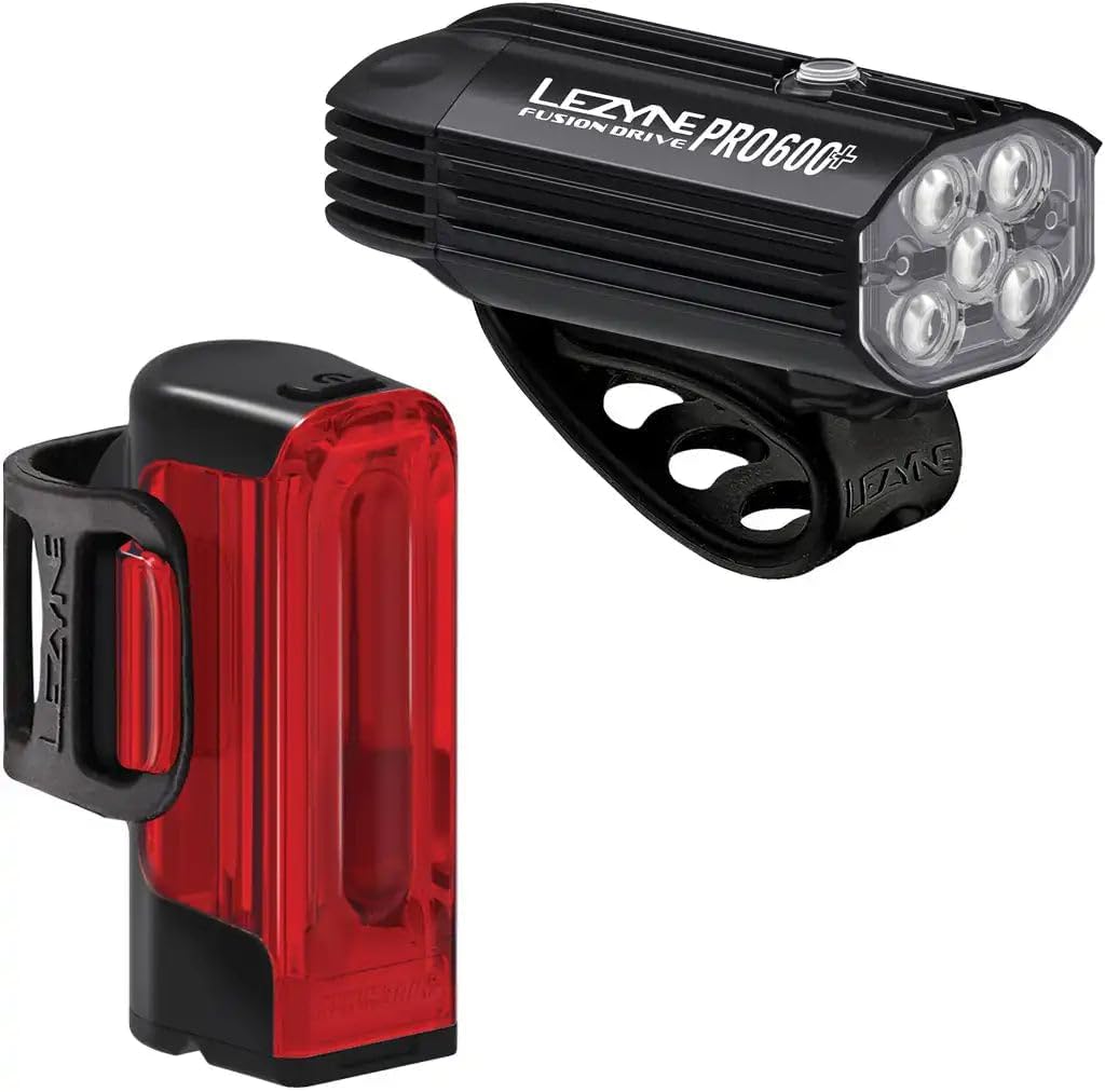 Lezyne Fusion Drive Pro 600 Plus + Strip Drive 300 Plus Light Pair Satin Black/Black, One Size
