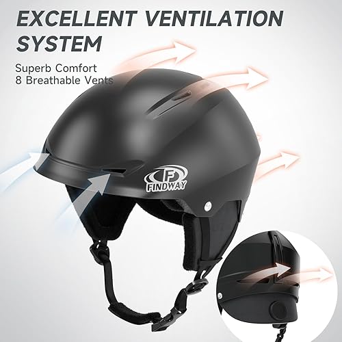 Miniatura 3 de Findway Juego de casco de esquí, casco de snowboard con gafas para adultos a prueba de golpes carcasa de ABS duradera de seguridad y carcasa