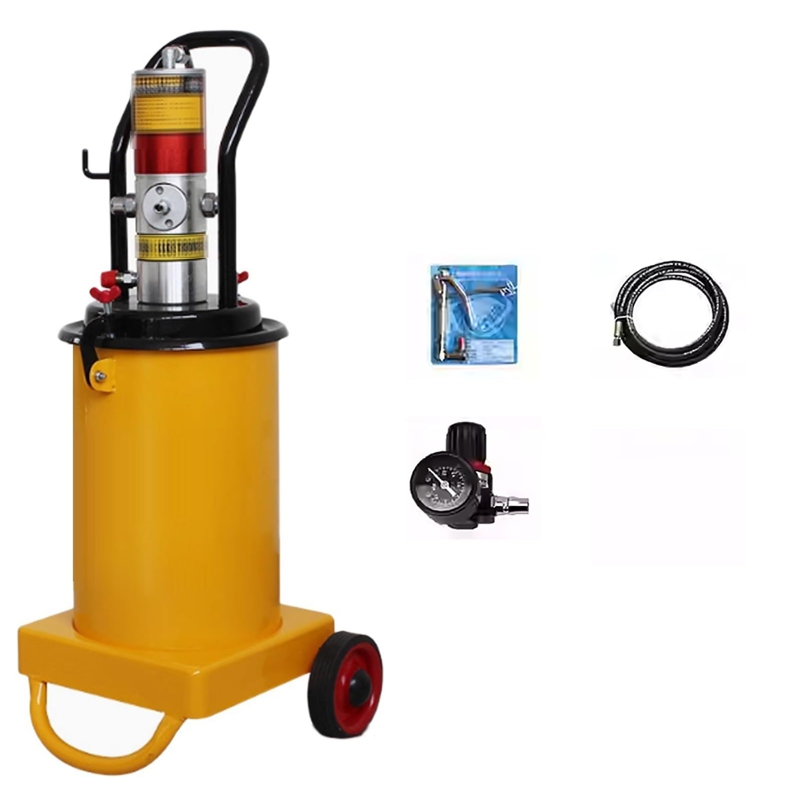 IYUESQ High Pressure Pneumatic Grease Pump, 12L Portable Grease Injector, 40:1 Pressure Ratio, 0.75L/min Delivery, 19 FT Hose, Ideal for Factory Equipment and Large Machinery