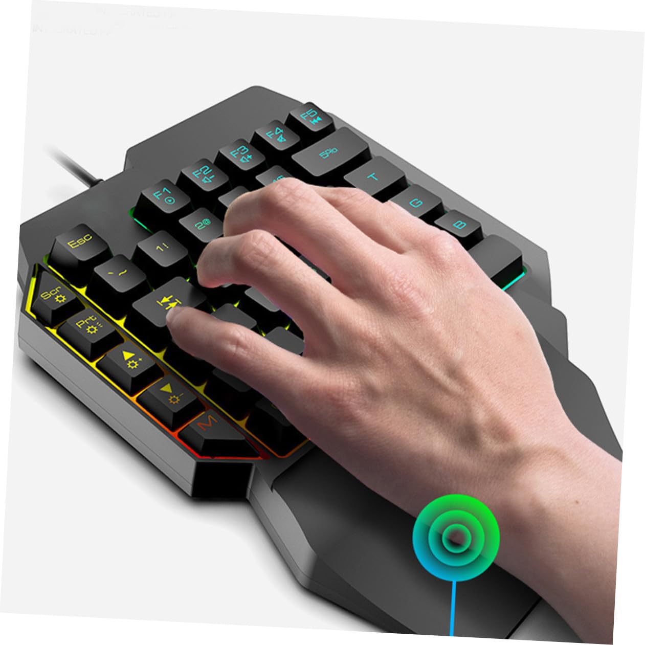 NUOBESTY Teclado Mecánico para Juegos para Zurdos Teclado RGB Retroiluminado Compacto y Portátil Controlador Sola Mano para Móvil Adecuado para Juegos y Entretenimiento 1 Negro