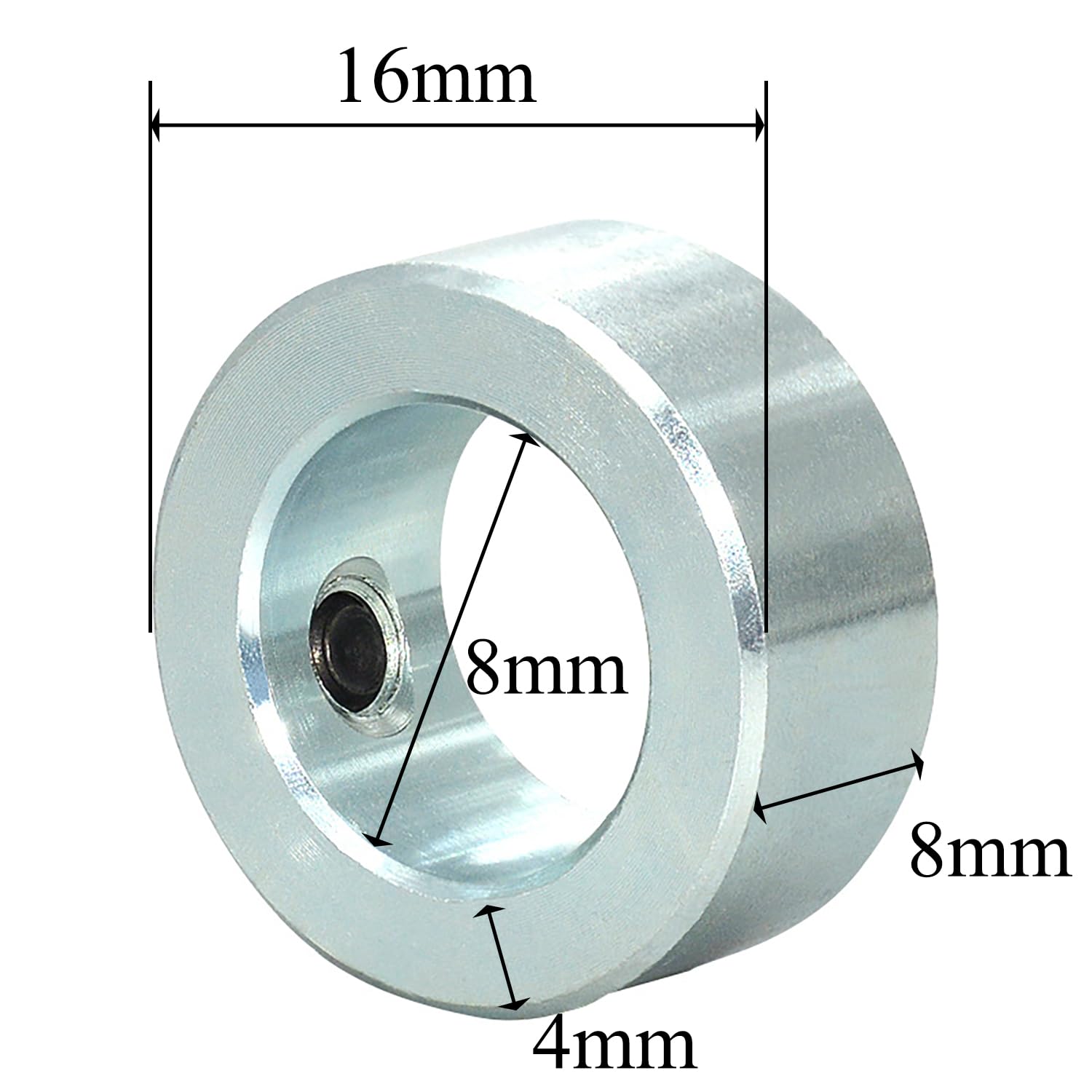 Collare di Bloccaggio Albero 10 Pezzi 8MM Collare con Vite di Bloccaggio Anelli di Bloccaggio in Acciaio al Carbonio Stile Zincato per la Stampante 3D, Argento