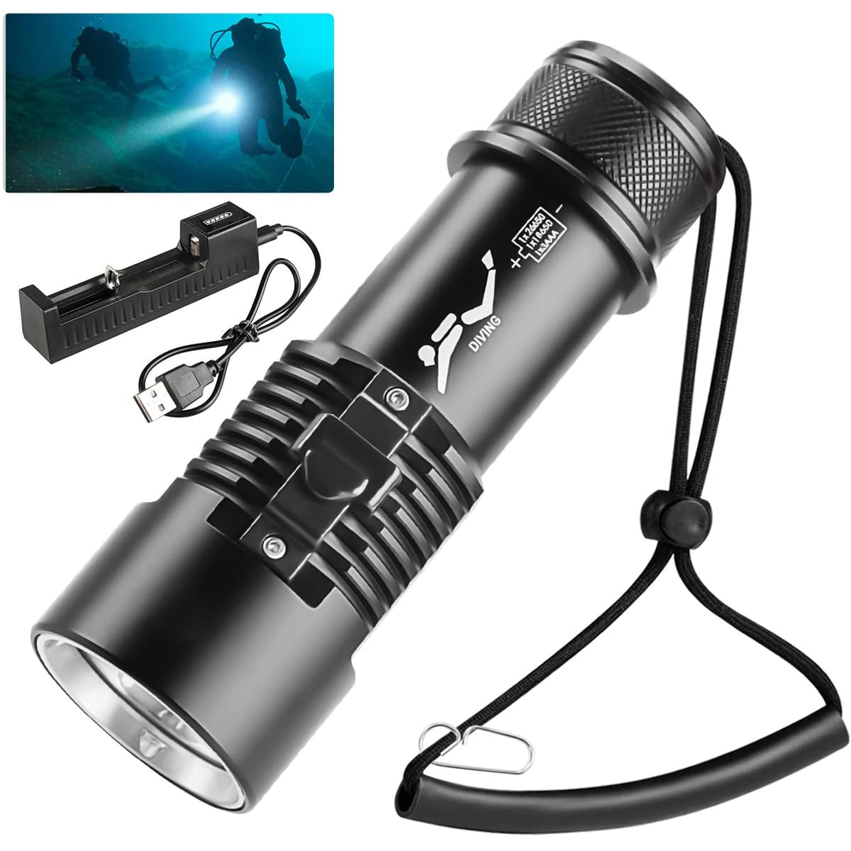 Led Zaklamp XHP90 Extreem Helder 10000 Lumen USB Oplaadbaar, Zoombaar, Instelbare Focus