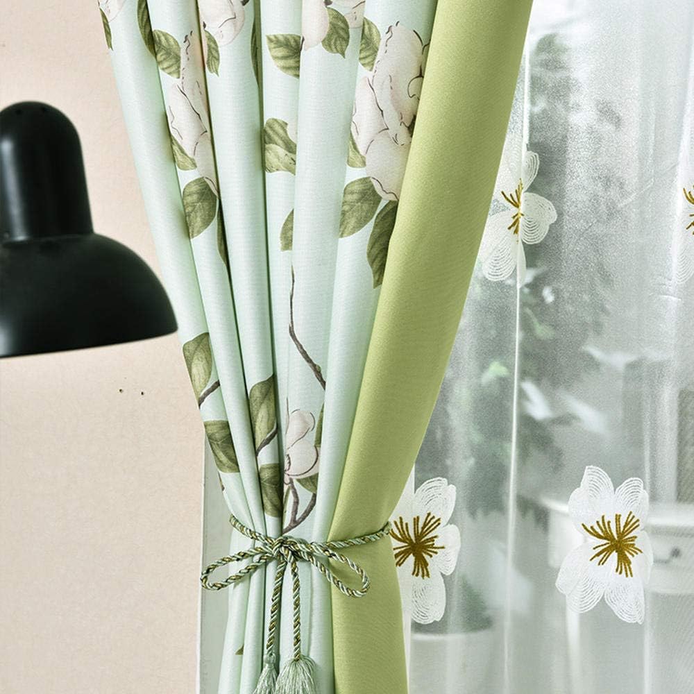 Drapes Blackout Printed Living Room Bedroom semi Tulle Floor Length 2 Pieces Curtain Hooks-3.0 × 2.7 m (W × H) × 2