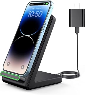 Wireless Charger, 15W Fast Wireless Charging Stand [Adapter Included], Compatible for iPhone 15 14 13 12 11 Pro Max XS XR X 8, Samsung Galaxy S22 S21 S20 S10 S9 S8 Note 20 10 9, LG, Qi Charger