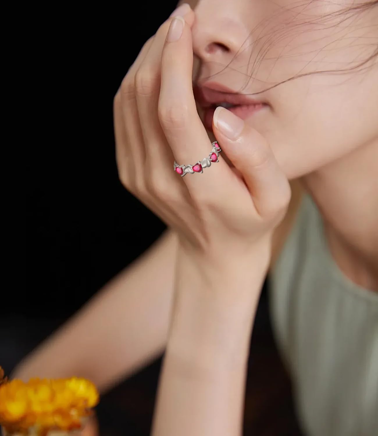 Stacking Ring for Women 925 Sterling Silver Heart Birthstone Cubic Zirconia Stacked Rings Eternity Wedding Band Anniversary Jewelry Gift Size 5-10