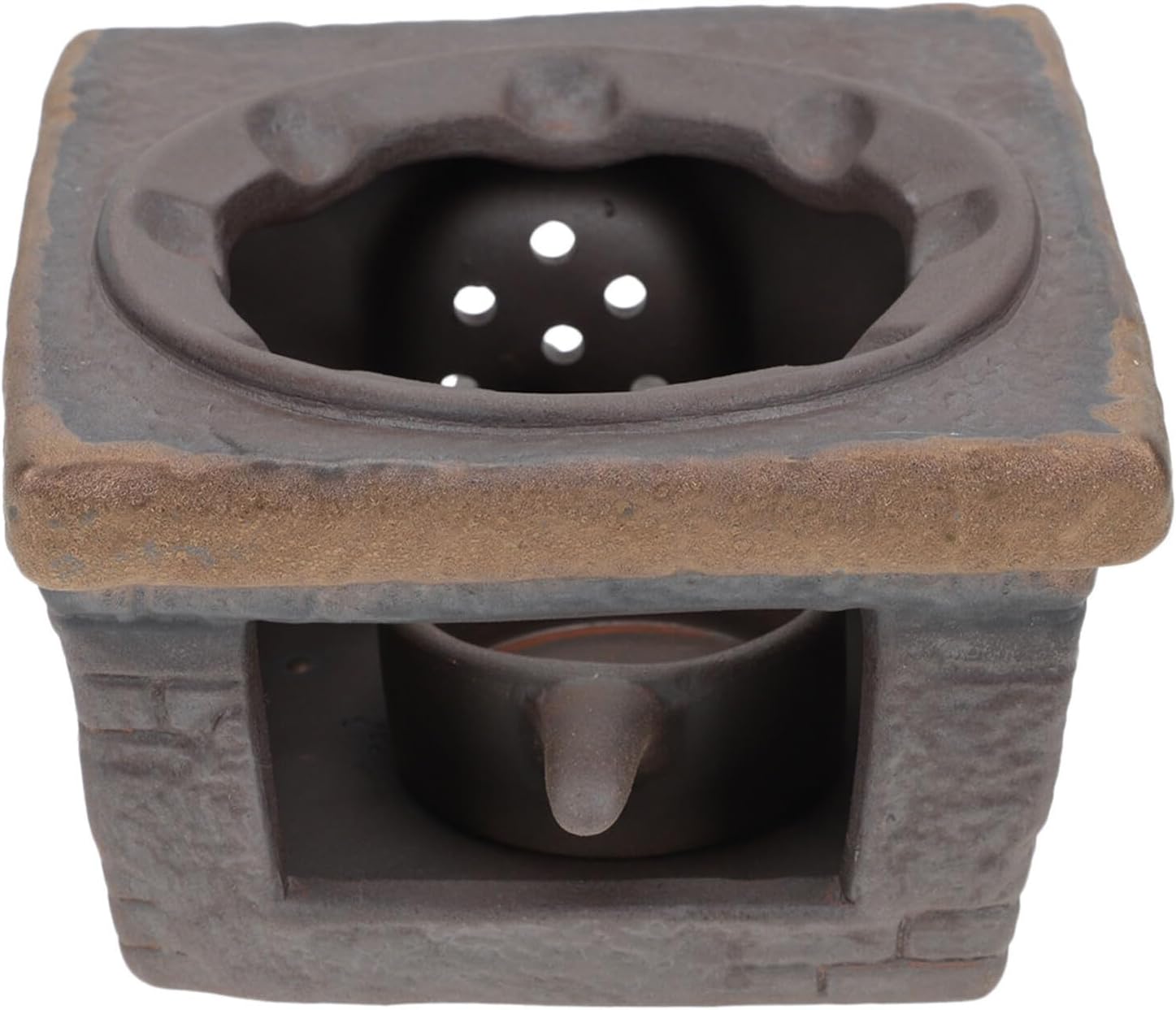 Ceramic Teapot Warmer Base Retro Household Tea Heater with Creative Desktop Decoration for Living Office Tea House Cat Design