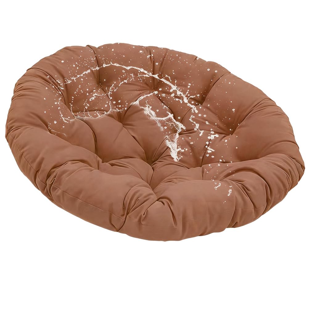 SVFOEBJM WaterproofCushion for Indoor/OutdoorLarge 110x110 cm Egg Chair Cushion for Balcony or GardenStylish Brown Patio Pillow