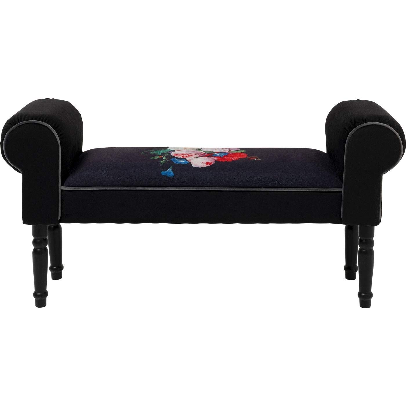 Kare Design panca Wing Blossom, nero/multicolore, 54x100x30cm, velluto, altezza di seduta 39cm, carico max. 100kg