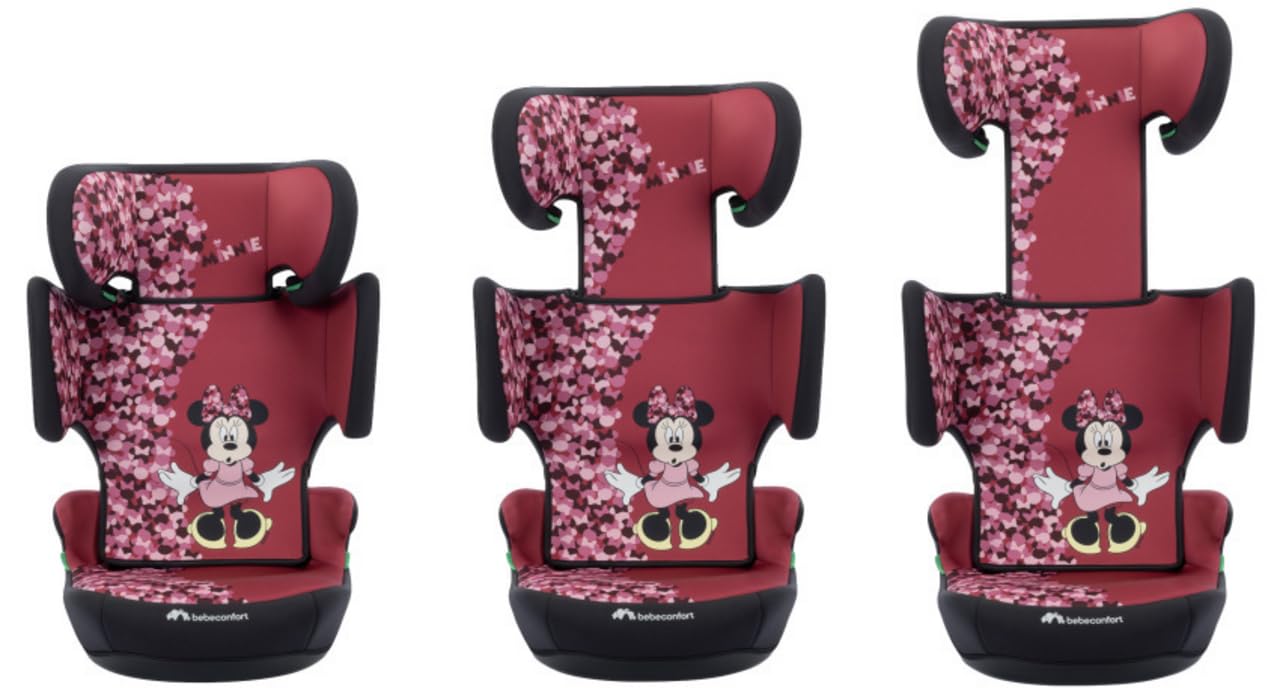 Bebeconfort Disney Hera i-Safe, Reboarder Kindersitz, 3,5–12 Jahre (100–150 cm), Kindersitz Miss Minnie, Klappbarer, Gurtinstallation, 14 Kopfstützenpositionen, Fun Minnie
