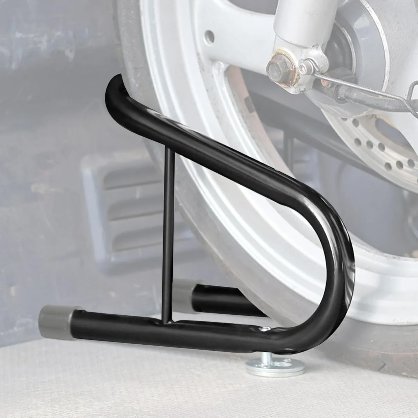ruota moto – Supporto organizer in acciaio anteriore sicuro | per motore e | guida, facile da installare, stabilizza durante la manutenzione del parcheggio