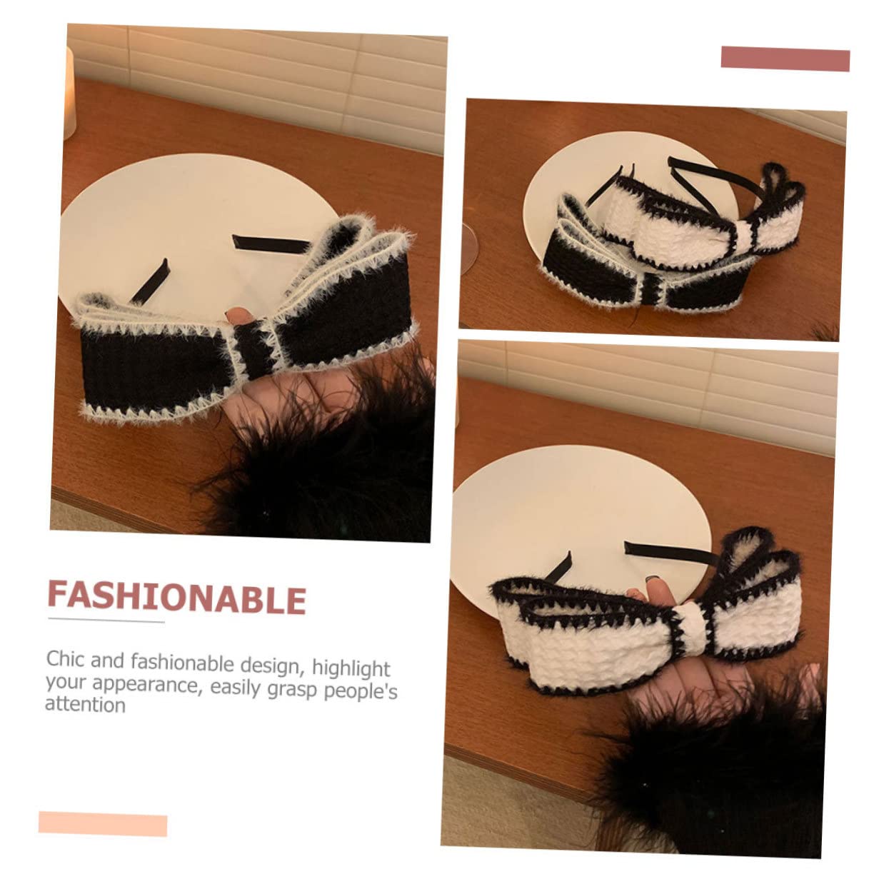 FRCOLOR 6 Pz archetto ad barrette forcine per ragazze di neri cerchietti bambina per con fiocco per la testa '